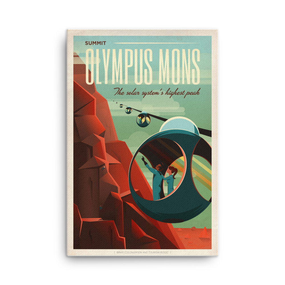 Olympus Mons - SpaceX Mars Travel red teal canvas print