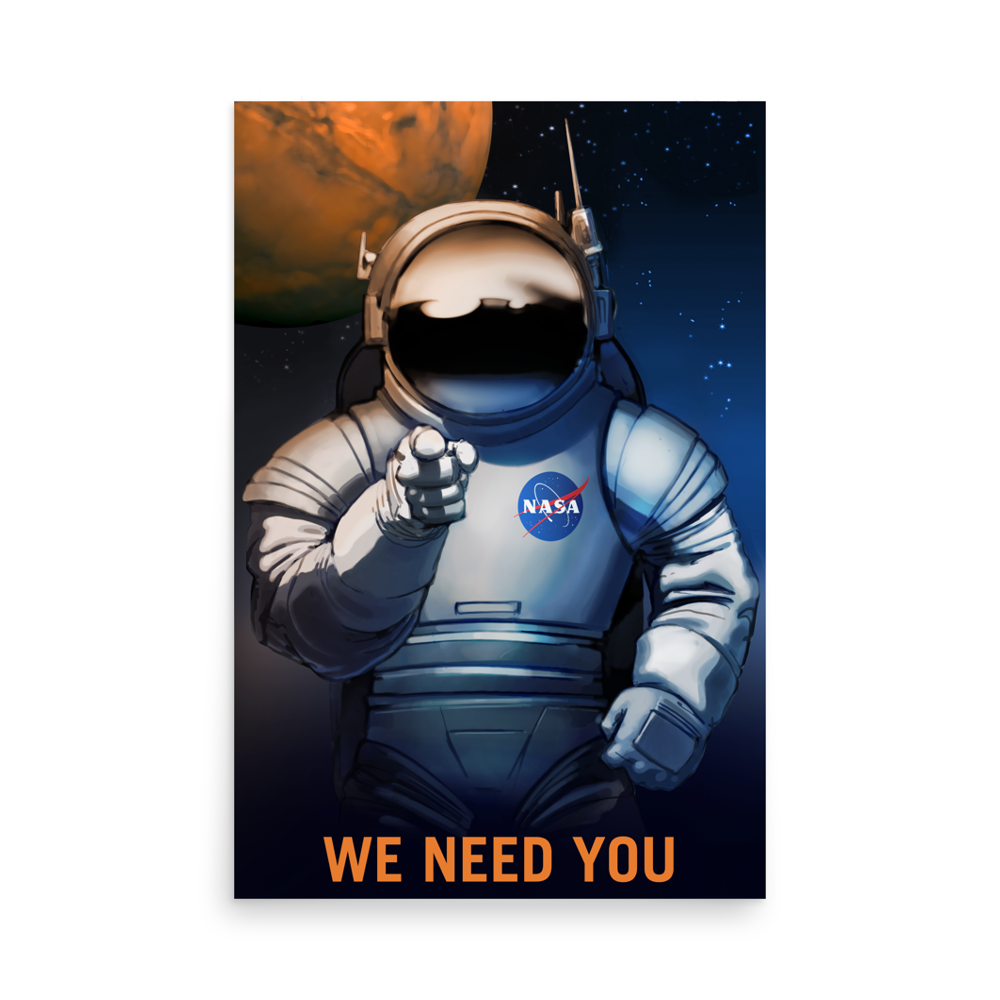 We Need You - NASA Mars Explorers Wanted blue poster unframed