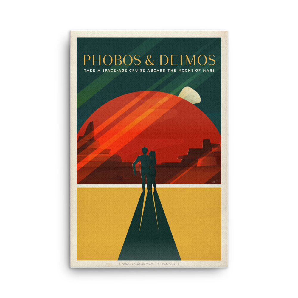 Phobos & Deimos - SpaceX Mars Travel red yellow canvas print