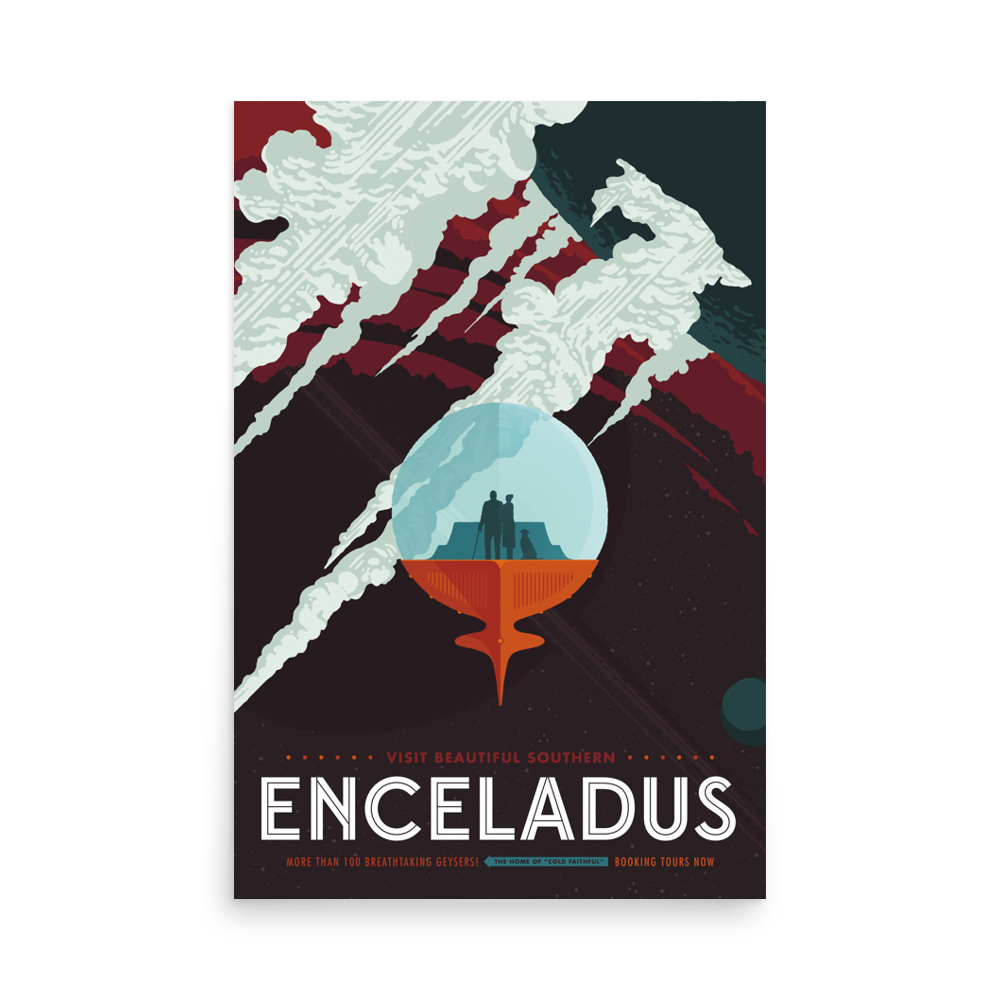 Enceladus - NASA Visions of the Future red poster unframed