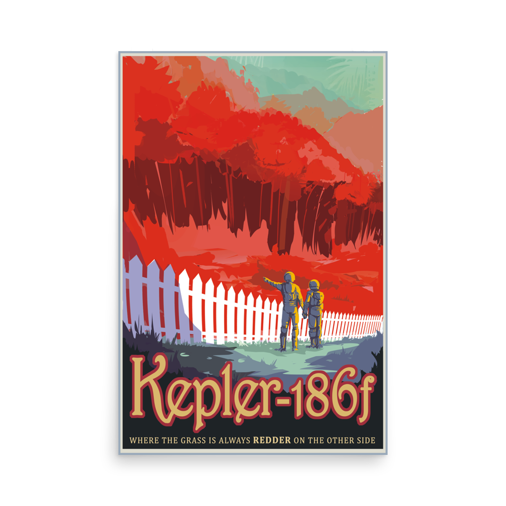 Kepler-186f - NASA Visions of the Future red poster unframed