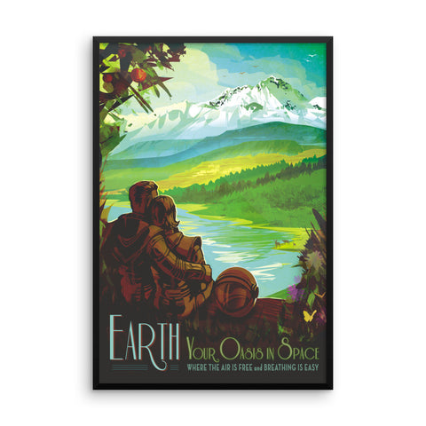 Earth - NASA Visions of the Future green poster framed