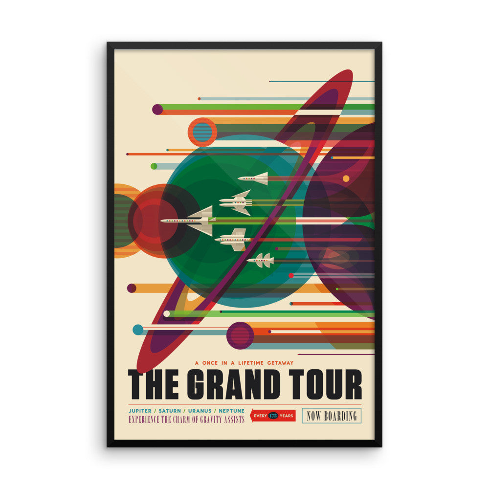 The Grand Tour - NASA Visions of the Future green purple poster framed