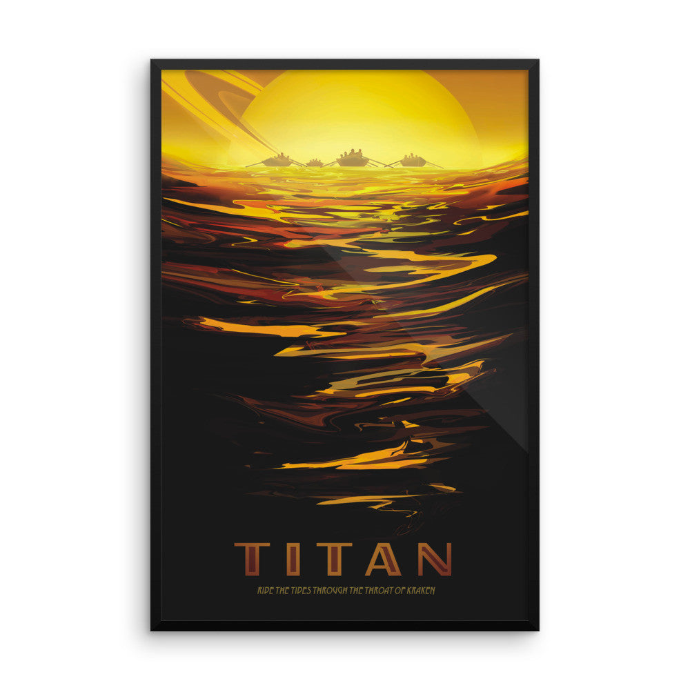 Titan - NASA Visions of the Future yellow poster framed