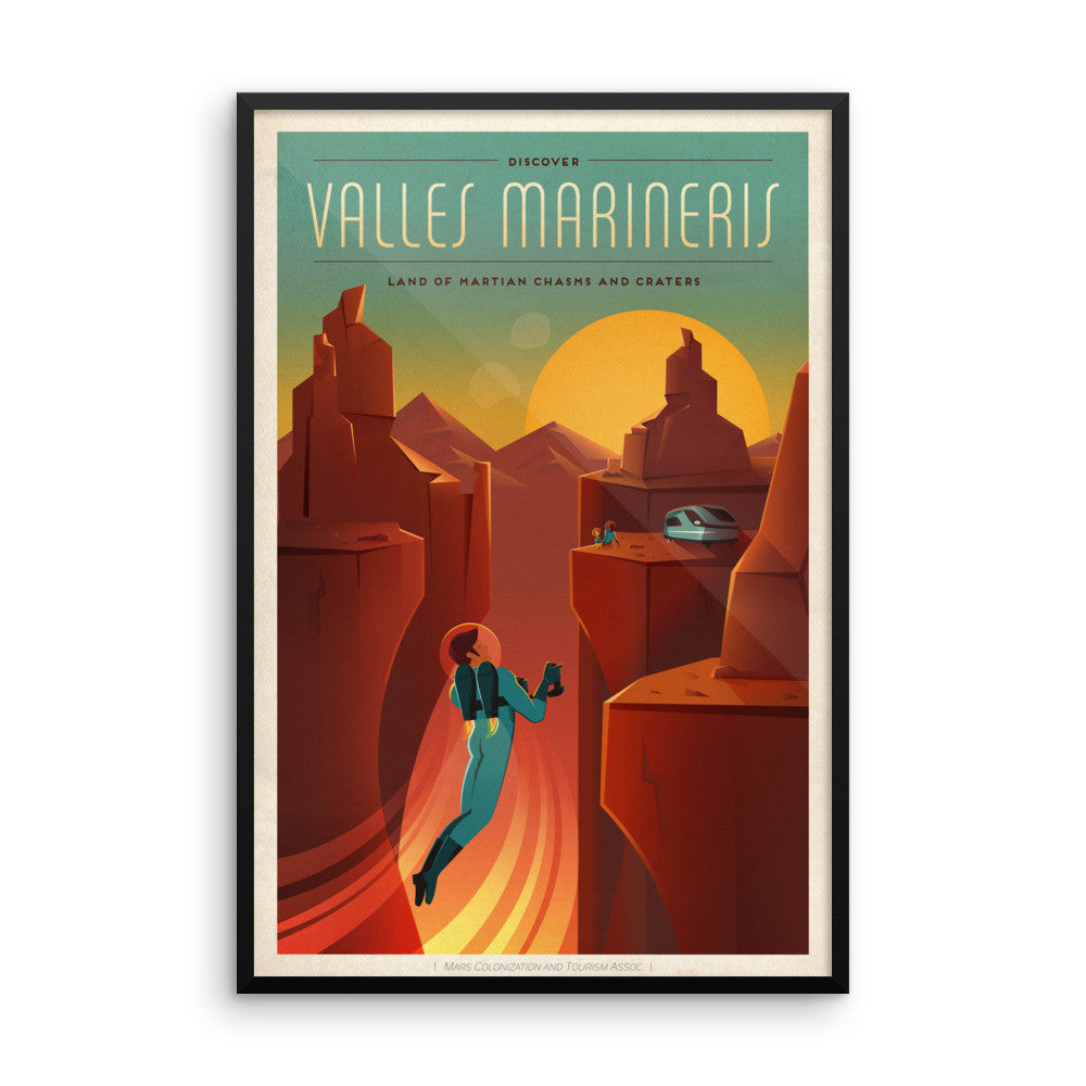 Valles Marineris - SpaceX Mars Travel red poster framed