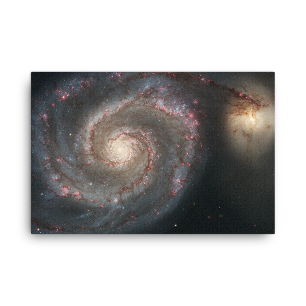 The Whirlpool Galaxy (M51) and Companion Galaxy white canvas print