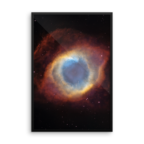 The Helix Nebula red yellow blue poster framed