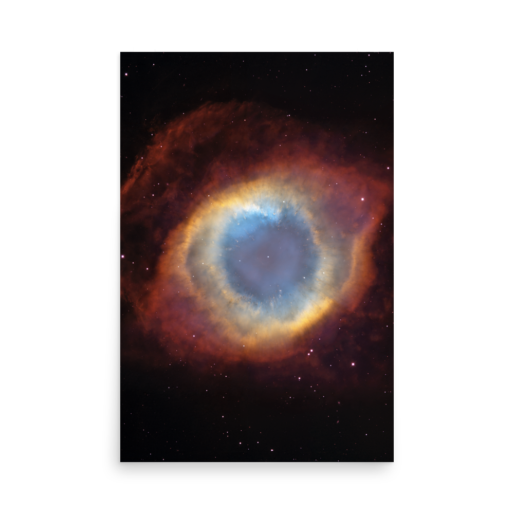 The Helix Nebula red yellow blue poster unframed