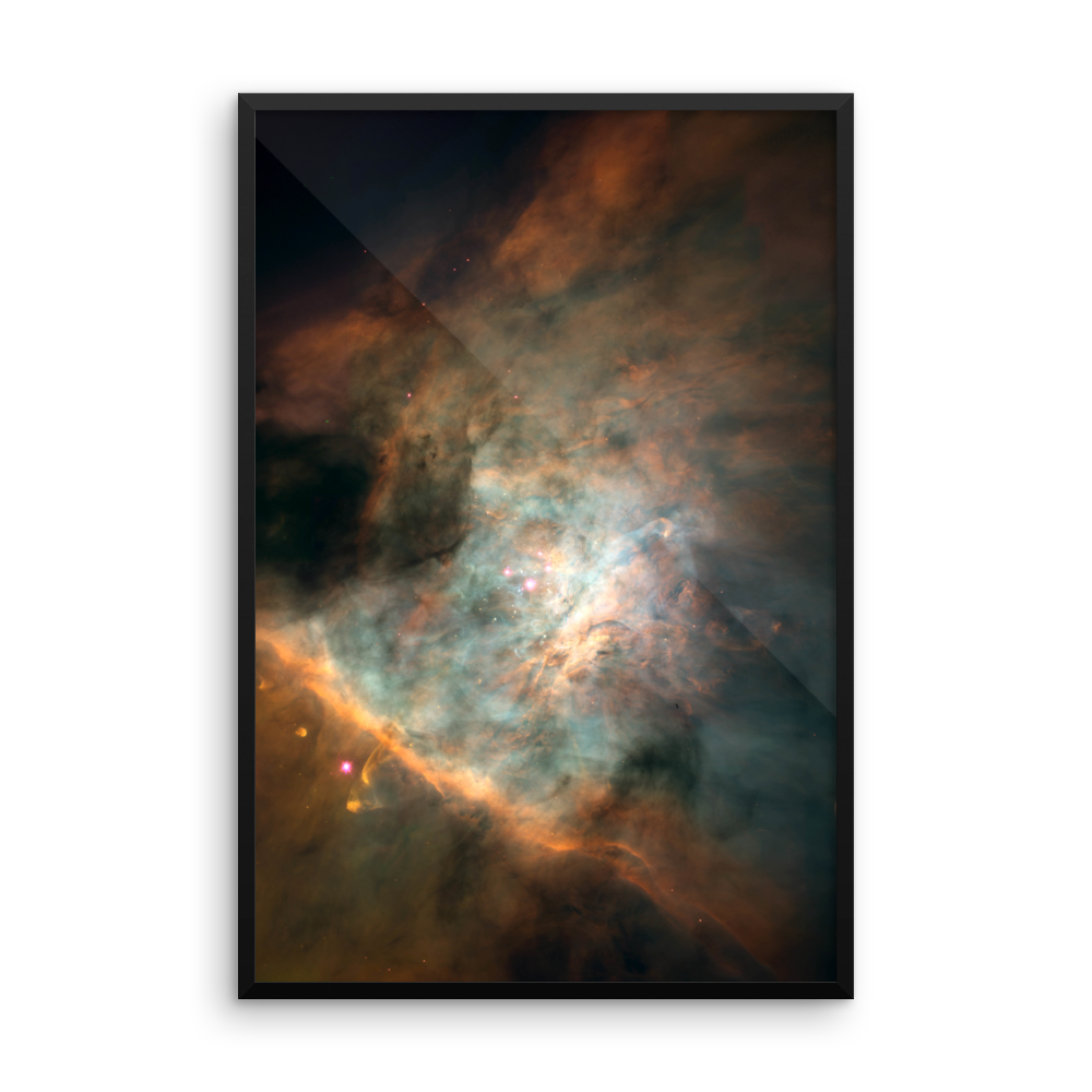 Star-birthing Region in the Orion Nebula blue yellow poster framed