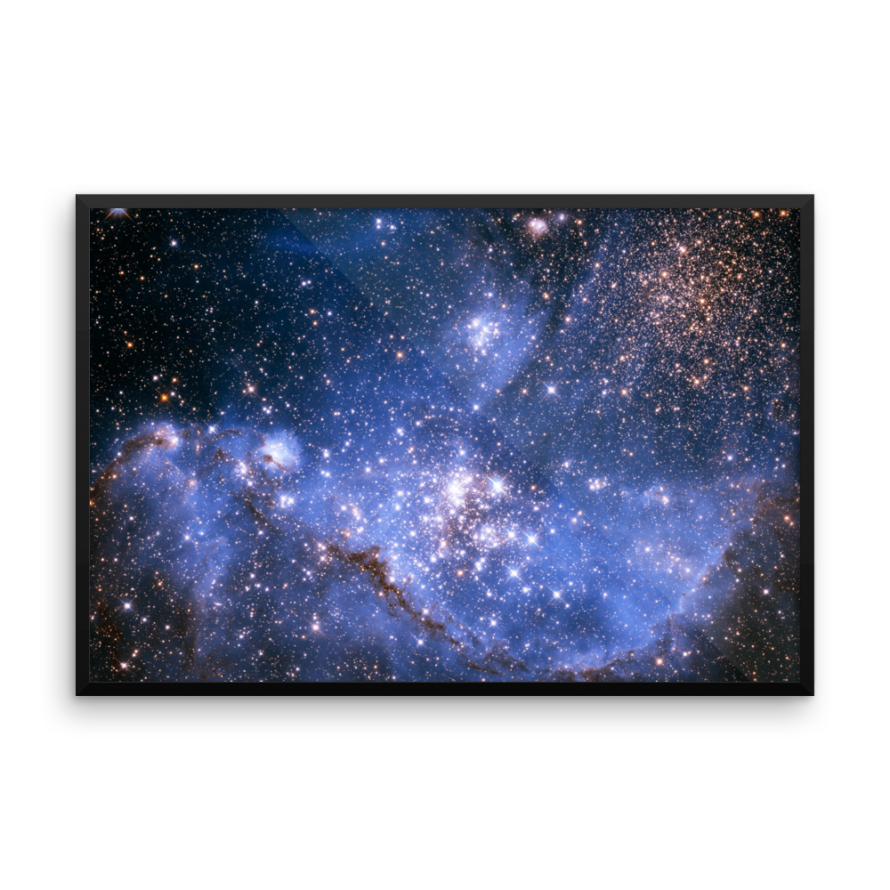 Infant Stars in the Small Magellanic Cloud blue purple poster framed