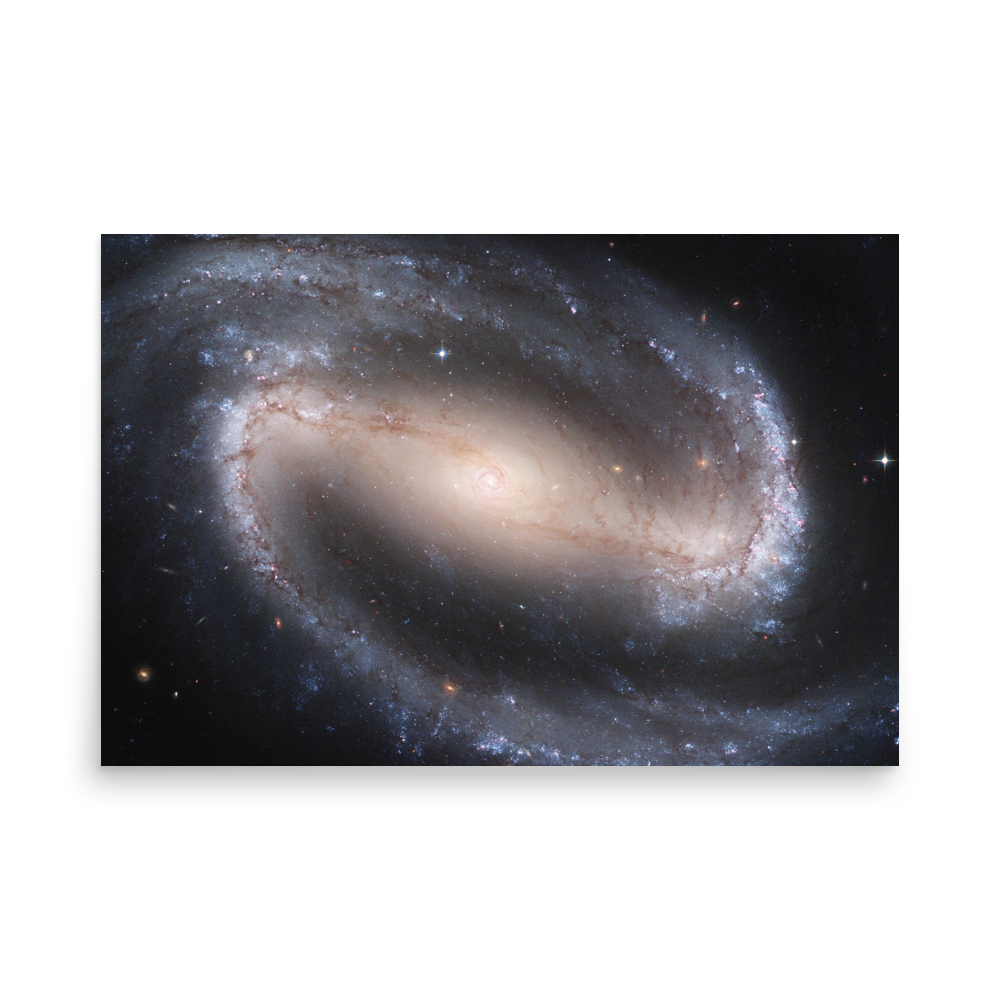 Barred Spiral Galaxy NGC 1300 white poster unframed