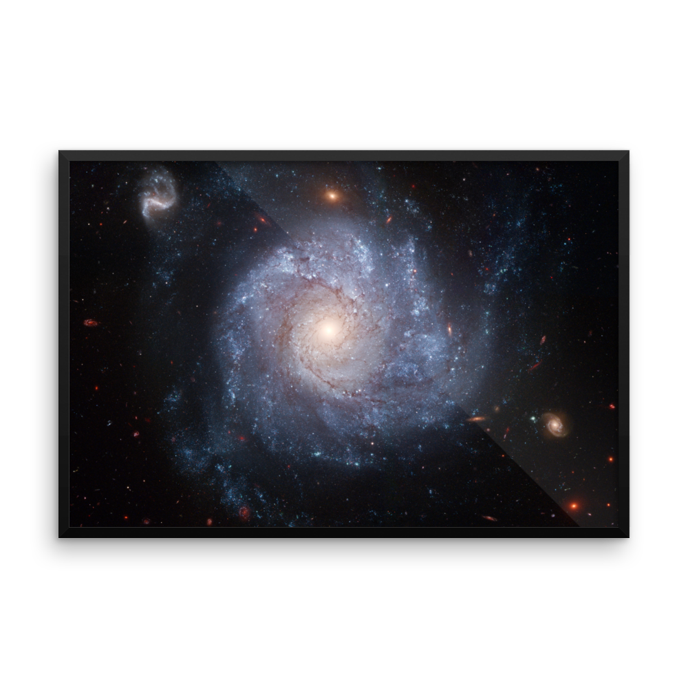 Spiral Galaxy NGC 1309 blue poster framed