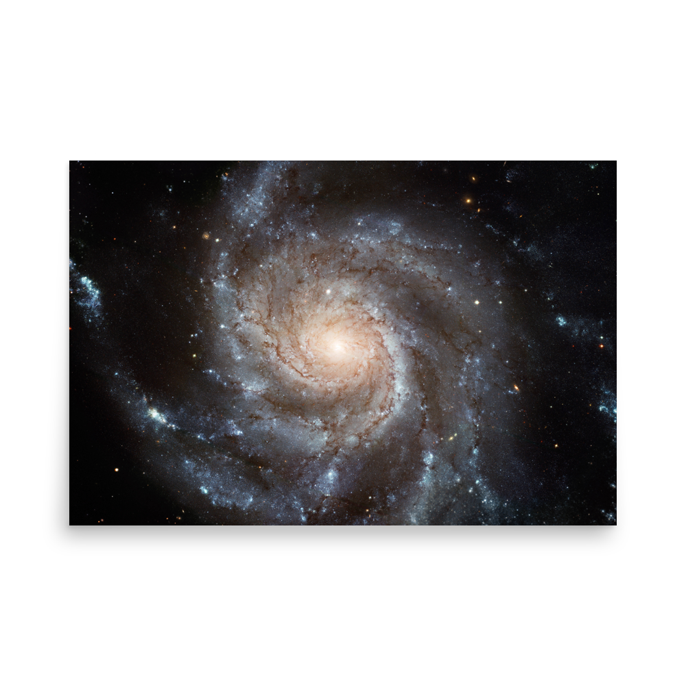 Spiral Galaxy M101 yellow poster unframed