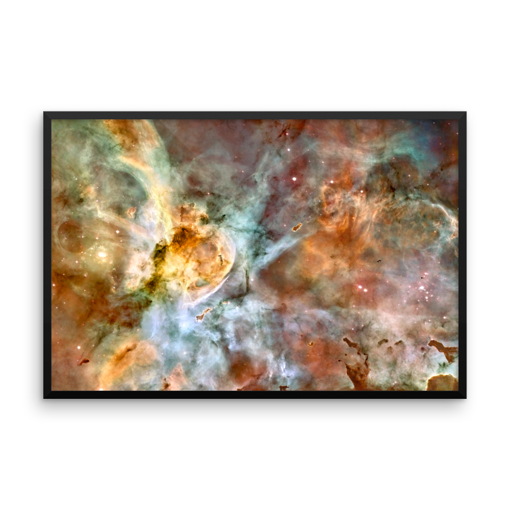 Carina Nebula yellow poster framed