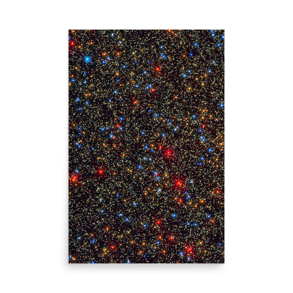 Globular Star Cluster Omega Centauri red blue poster unframed