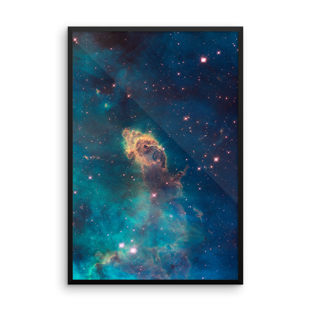 Carina Nebula Pillar blue green poster framed