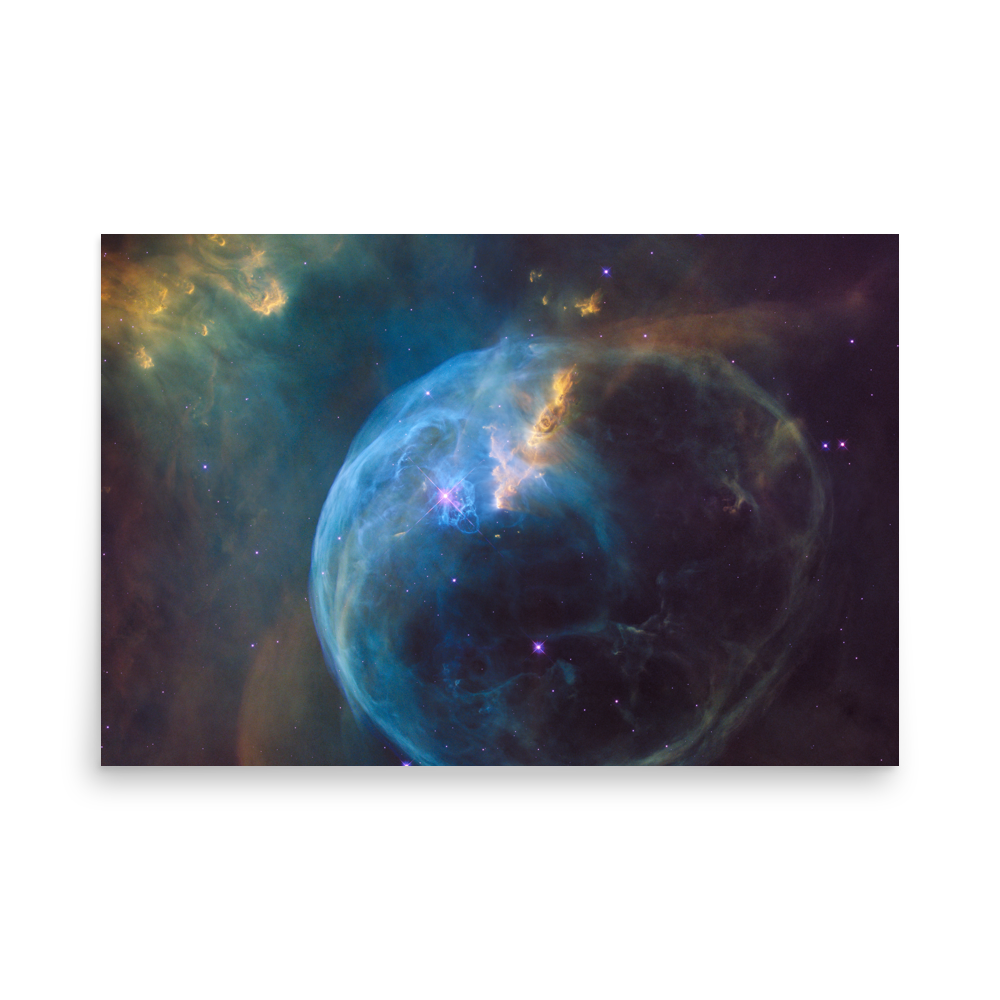 The Bubble Nebula (NGC 7635) blue green poster unframed