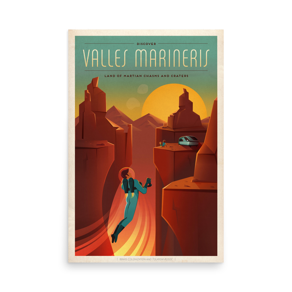 Valles Marineris - SpaceX Mars Travel red poster unframed